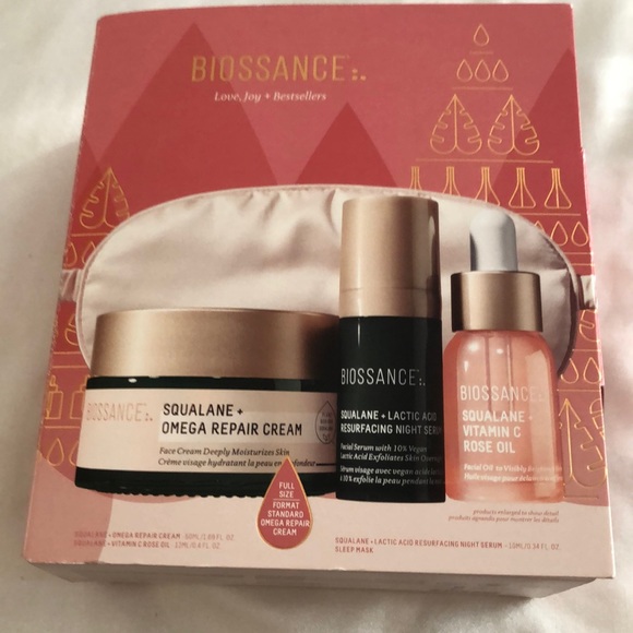 Biossance Love, Joy + Bestsellers 3PC Kit Squalane Oil, Cream & Night Serum NIB - Picture 2 of 16